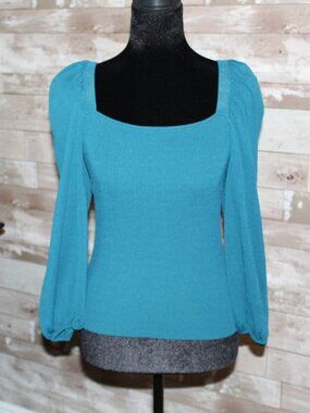 Teal Light Weight Sweater knit Fitted Business Casual Office